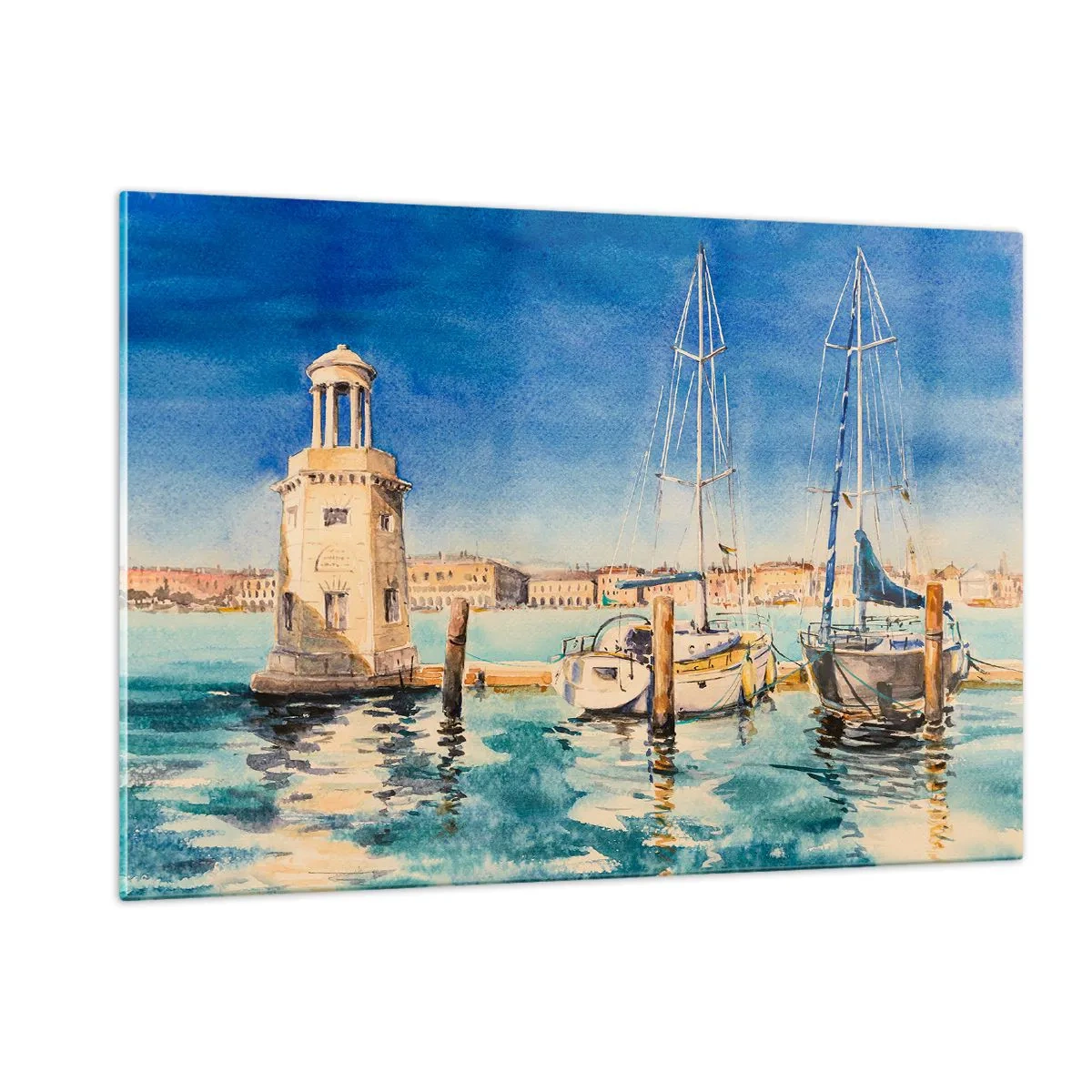 Billede på glas - Solrig lagune - 120x80 cm