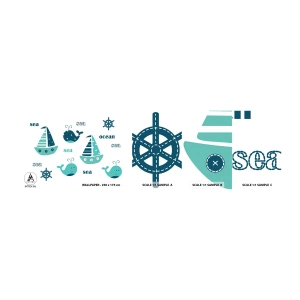 Prøve Fototapet Selvklæbende Deluxe Sticker - På tværs af have og oceaner - For børn, Nautisk, Sejlbåd - 100x30 cm