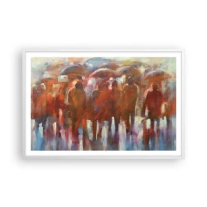Plakat i hvid ramme - Lige i regn og tåge - 91x61 cm