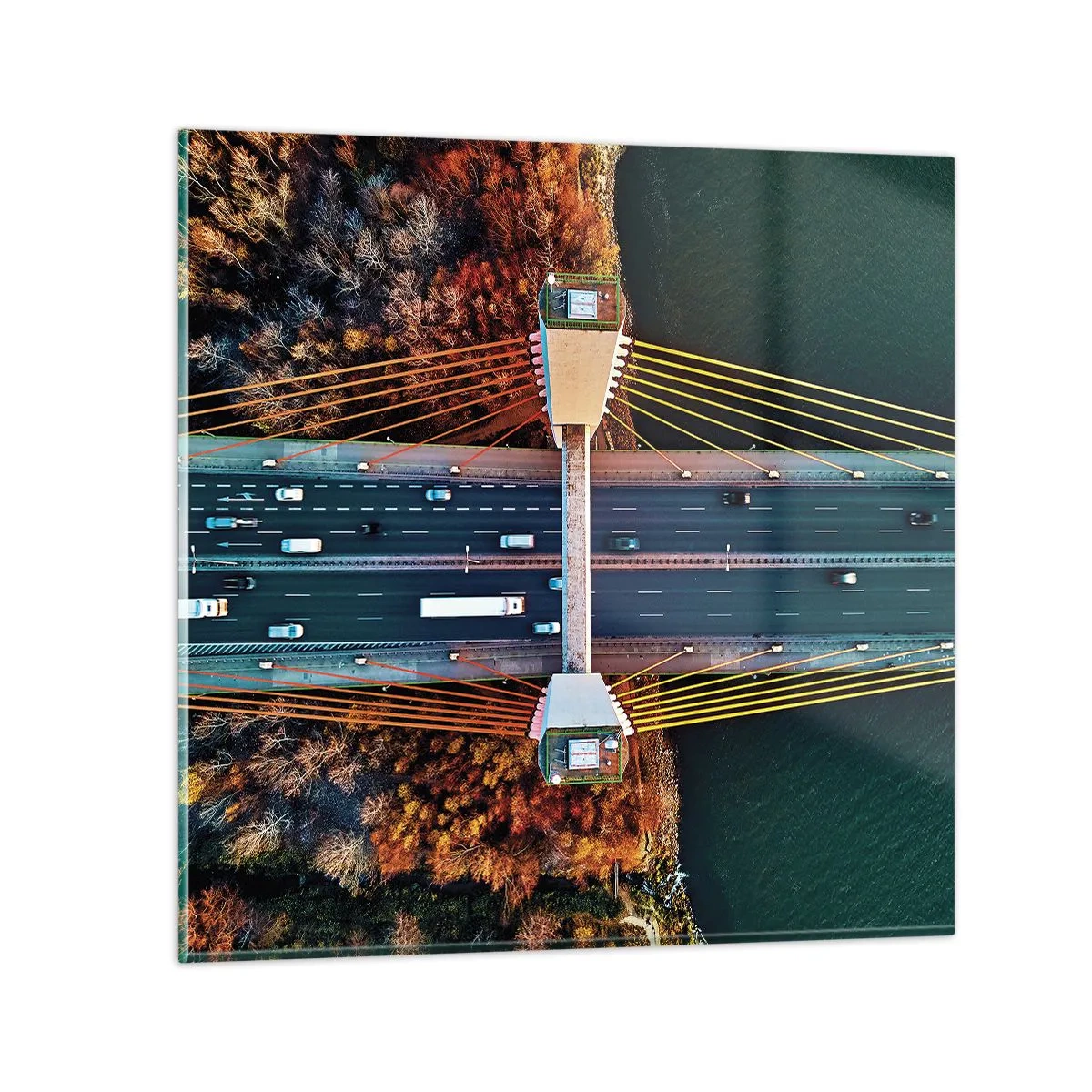 Billede på glas - Bag vandet, bag skovene - 70x70 cm