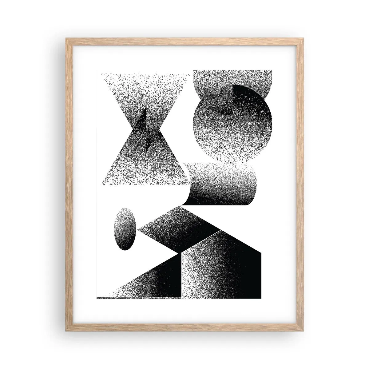 Plakat i ramme af lyst egetræ - Vinkler og ovaler - 40x50 cm