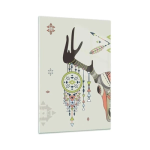 Billede på glas - Indiansk jægers trofæ - 70x100 cm