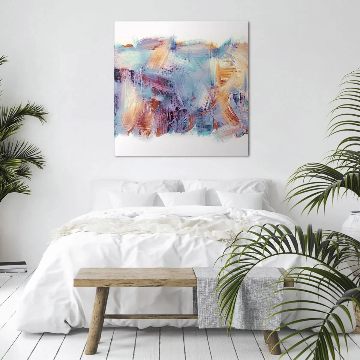 Lærredstryk - Billede på lærred - Farverigt rod - 70x70 cm