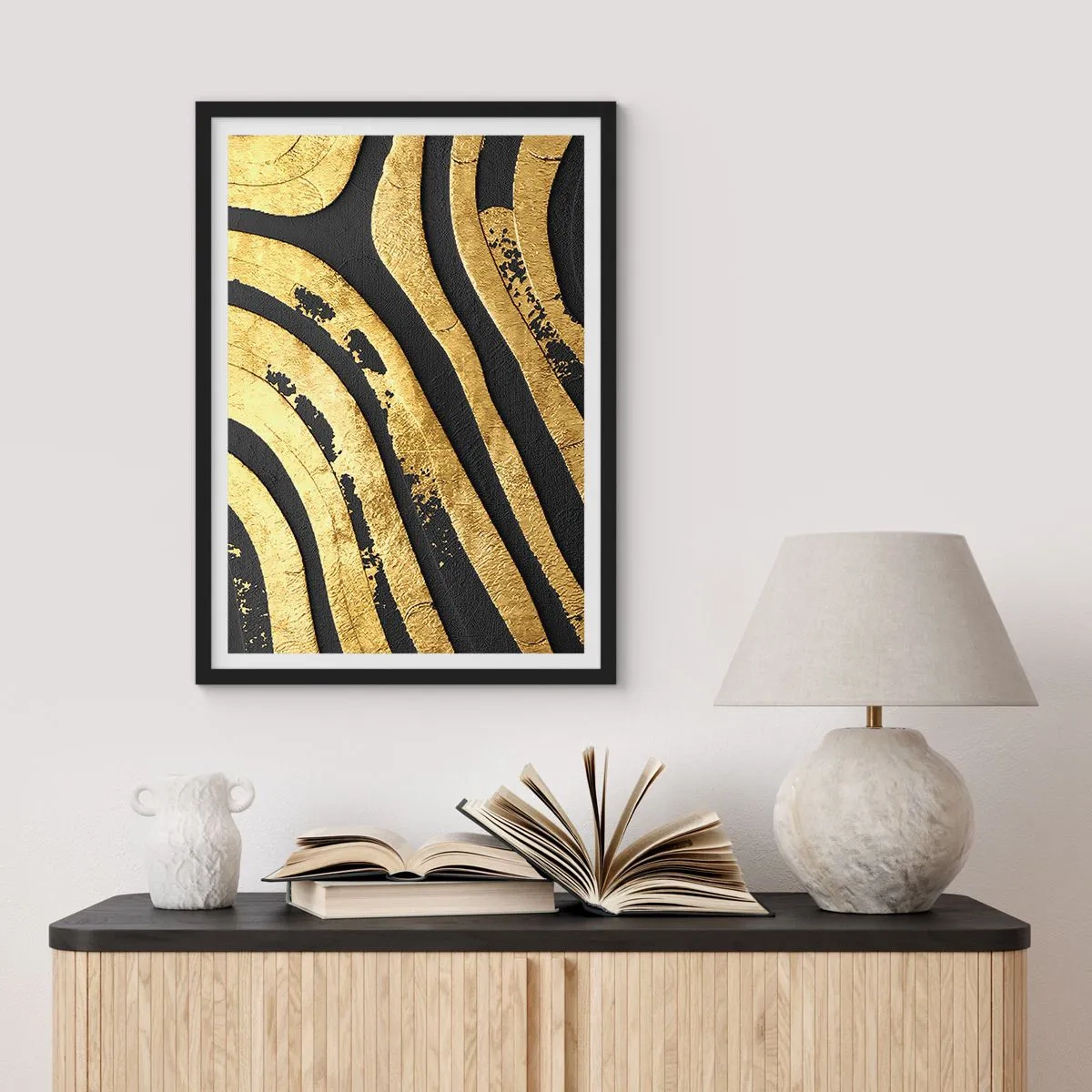 Plakat i sort ramme - Alt flyder - 40x50 cm