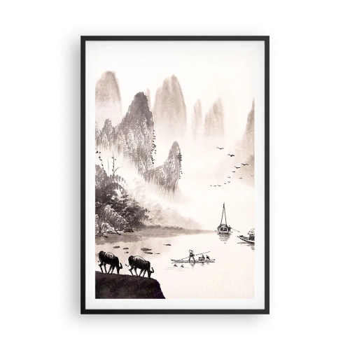 Plakat i sort ramme - Østens eksotiske hverdag - 61x91 cm