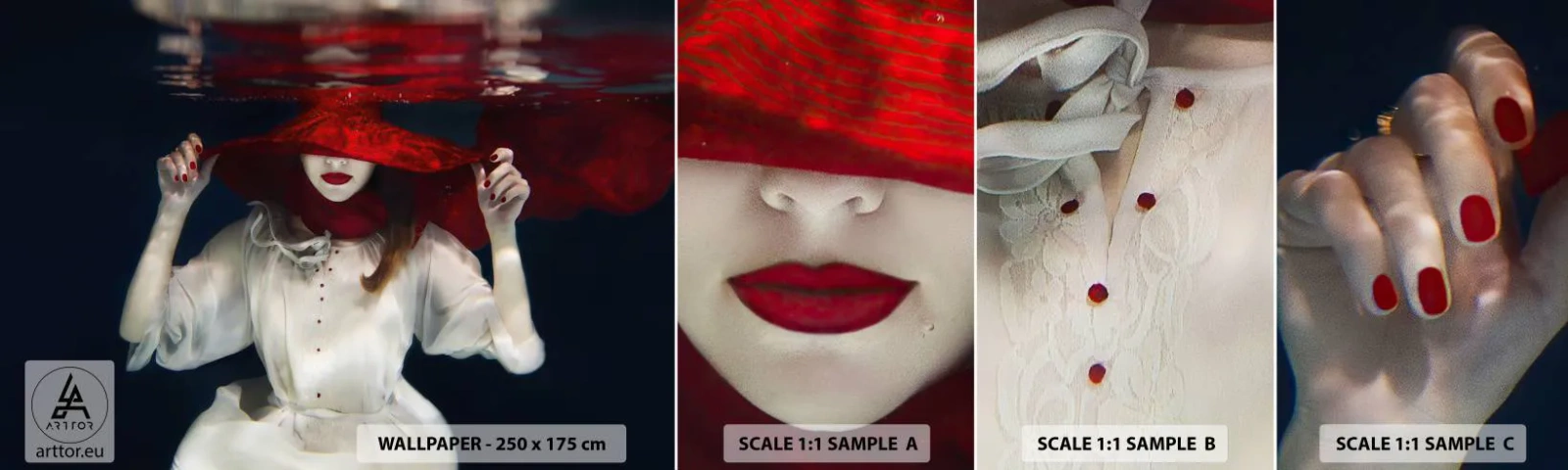 Prøve Fototapet Selvklæbende Deluxe Sticker - Vidunderkvinden - Abstraktion, Kvinde i en hat, Stykke - 100x30 cm