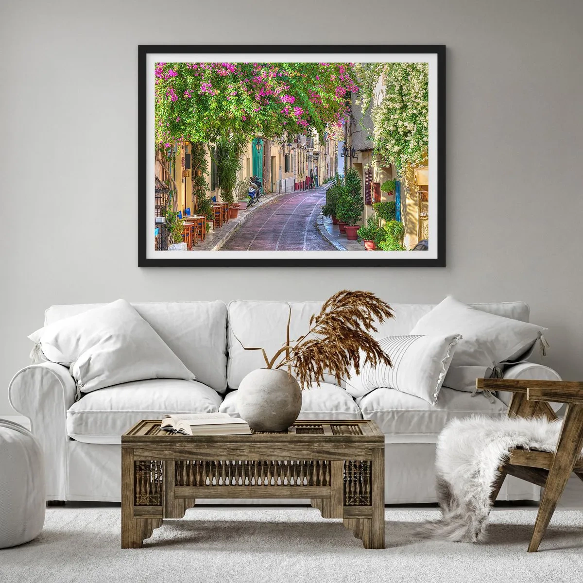 Plakat i sort ramme - En blomstrende gyde - 100x70 cm