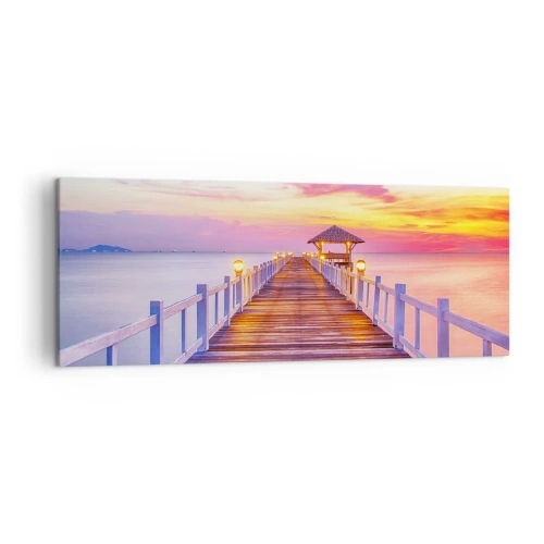 Lærredstryk - Billede på lærred - Lilagylden stilhed om aftenen - 140x50 cm