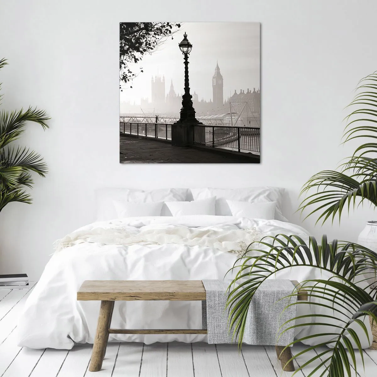 Lærredstryk - Billede på lærred - London morgen - 60x60 cm
