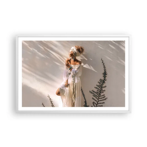 Plakat i hvid ramme - Solen og pigen - 91x61 cm