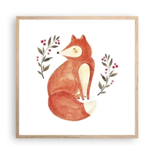 Plakat i ramme af lyst egetræ - Lille rødhåret - 60x60 cm