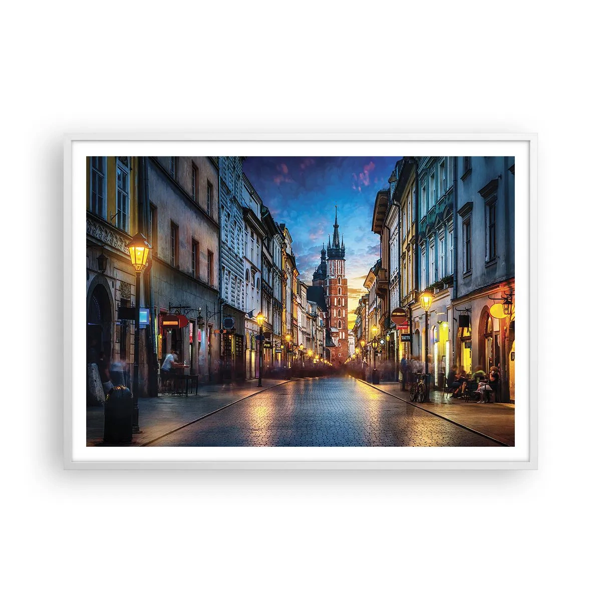 Plakat i hvid ramme - Krakows charme - 100x70 cm