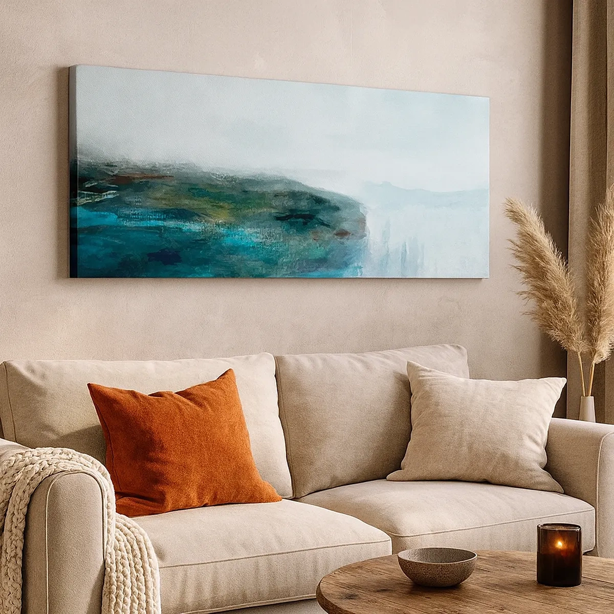 Lærredstryk - Billede på lærred - Marin abstraktion - 30x30 cm