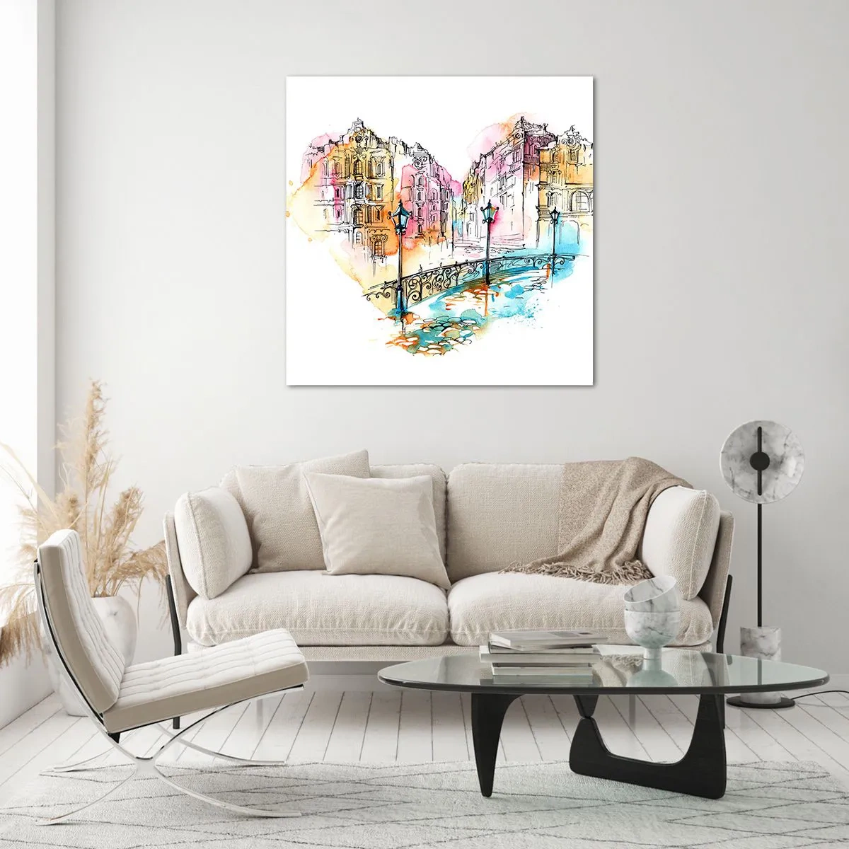 Billede på glas - Byens hjerte - 70x70 cm