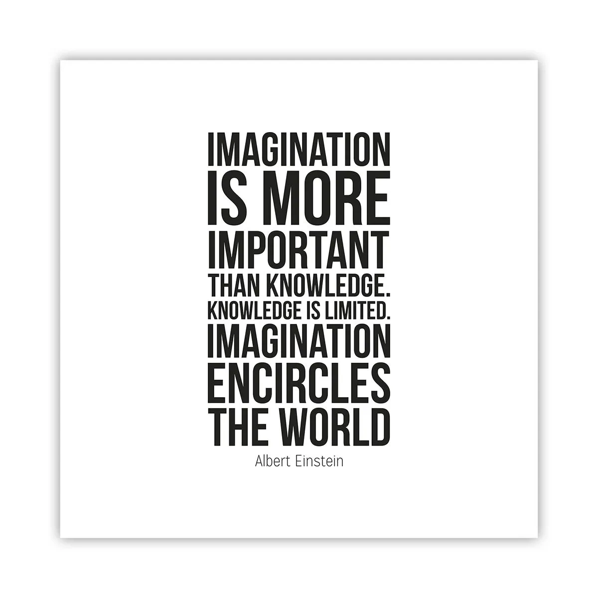 Plakat - Einstein om fantasiens kraft - 40x40 cm