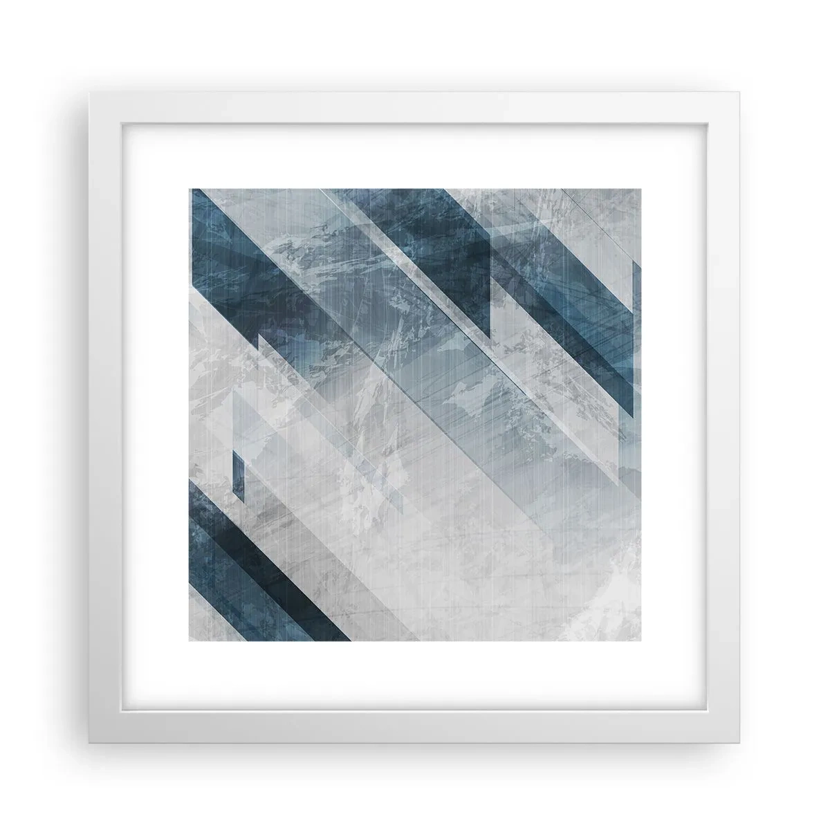 Plakat i hvid ramme - Rumlig komposition - bevægelse af gråtoner - 30x30 cm
