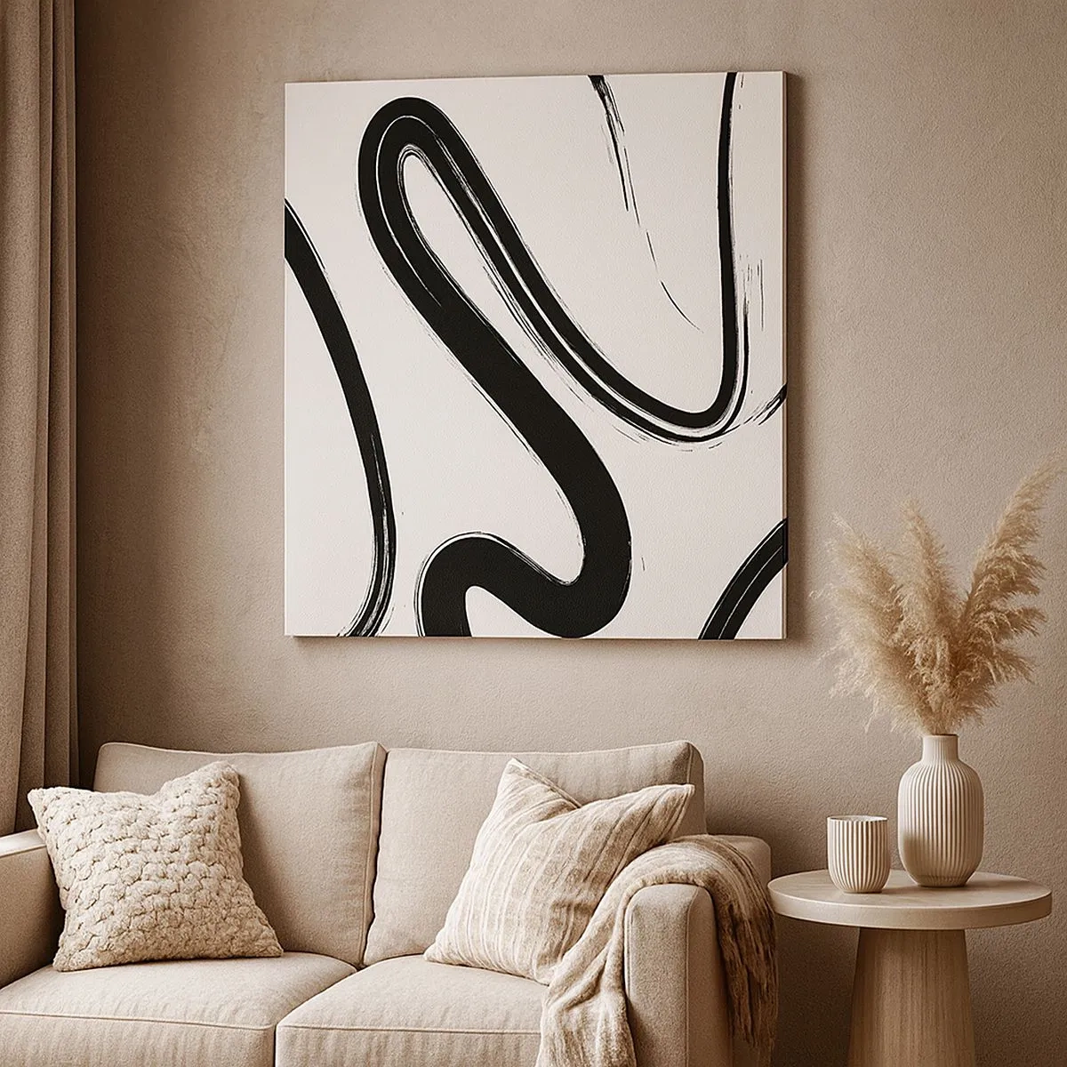 Lærredstryk - Billede på lærred - Sort og hvid fantasifuldhed - 30x30 cm