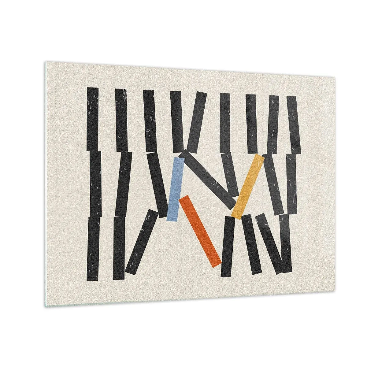Billede på glas - En grafisk komposition stiliseret som dominobrikker med farveaccenter. - 70x50cm - Dominoer - komposition - Moderne vægdekoration til stue og soveværelse ARTTOR