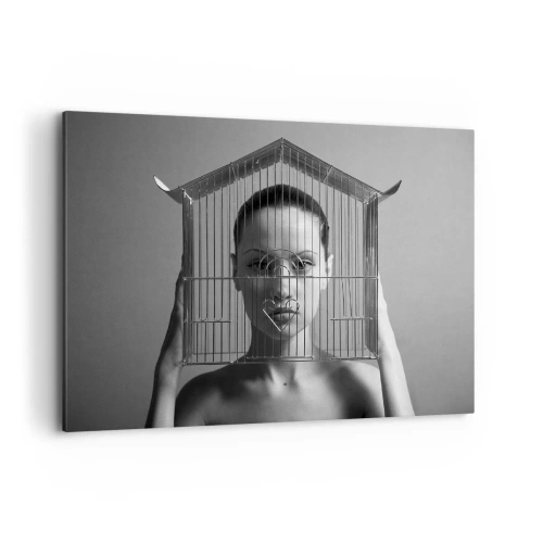 Lærredstryk - Billede på lærred - Et lidt surrealistisk portræt - 100x70 cm
