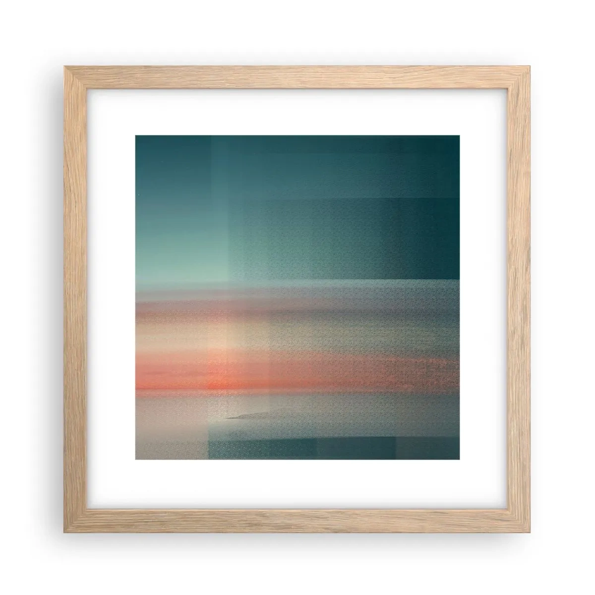 Plakat i ramme af lyst egetræ - Abstraktion: bølger af lys - 30x30 cm