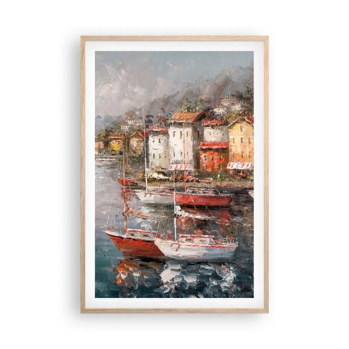 Plakat i ramme af lyst egetræ - Romantisk paradis - 61x91 cm