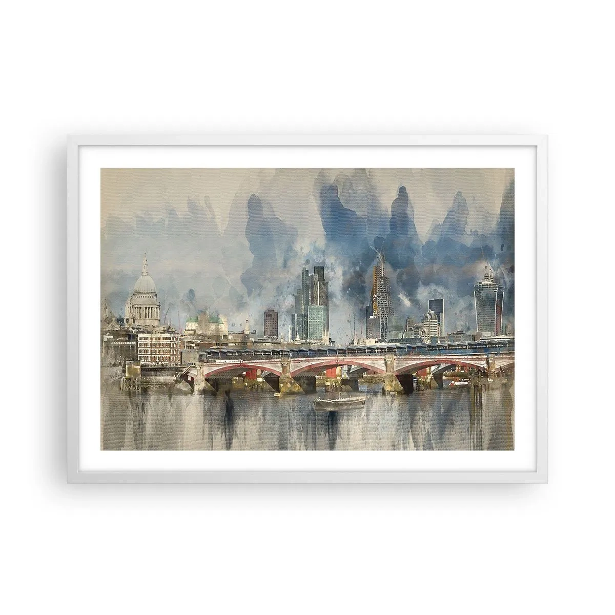 Plakat i hvid ramme - London i al sin pragt - 70x50 cm