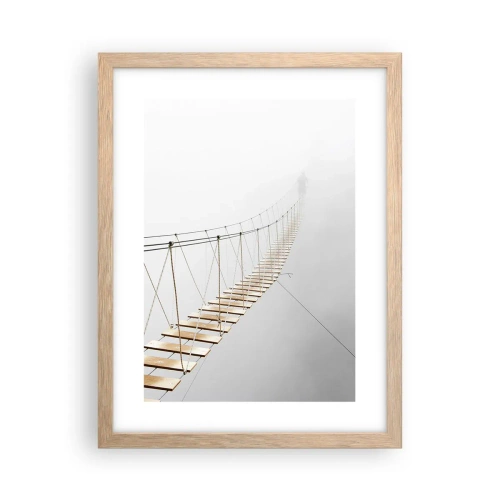 Plakat i ramme af lyst egetræ - Hvor vil det føre dig hen? - 30x40 cm