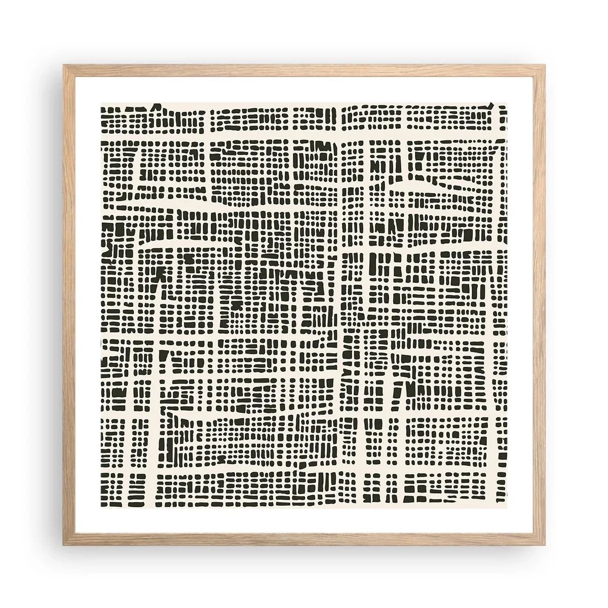 Plakat i ramme af lyst egetræ - En sammensætning vævet - 60x60 cm