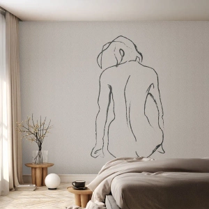 Fototapet Selvklæbende Deluxe Sticker - Nøgen pige - Handling, Linje, Tegning - 250x175 cm
