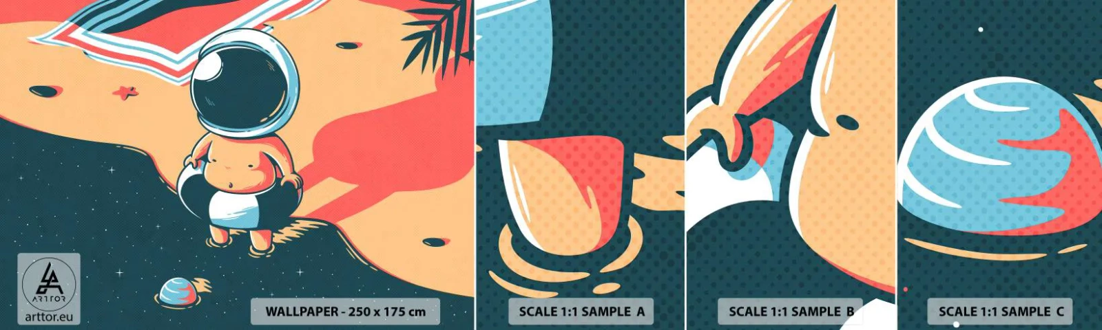 Fototapet Prøve Standard Eco - Fra et andet perspektiv - Abstraktion, Strand, Astronaut - 100x30 cm