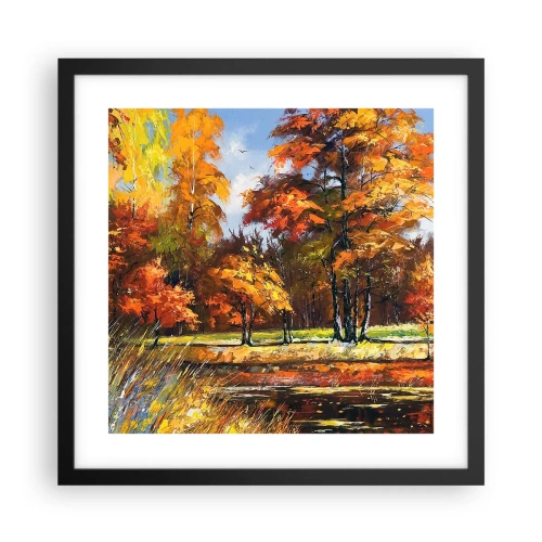 Plakat i sort ramme - Landskab i guld og bronze - 40x40 cm