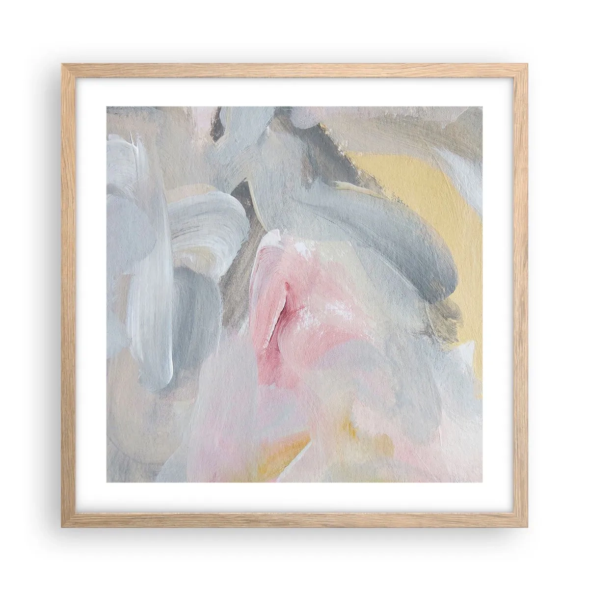 Plakat i ramme af lyst egetræ - I en pastelfarvet verden - 50x50 cm