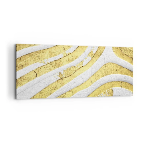 Lærredstryk - Billede på lærred - Sammensætning i hvidt og guld - 100x40 cm