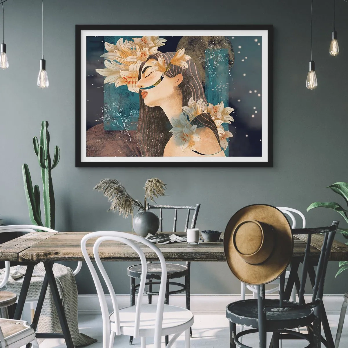 Plakat i sort ramme - Eventyret om prinsessen med liljerne - 100x70 cm