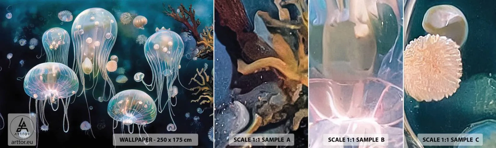 Fototapet Prøve Standard Eco - Undervandsbold - Vandmand, Dyr, Dybder - 100x30 cm