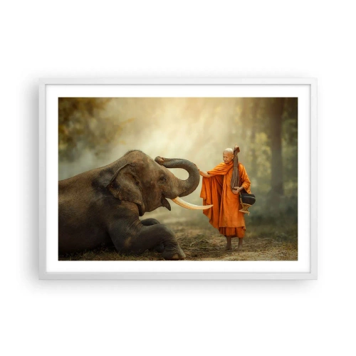 Plakat i hvid ramme - Møde på ferien - 70x50 cm