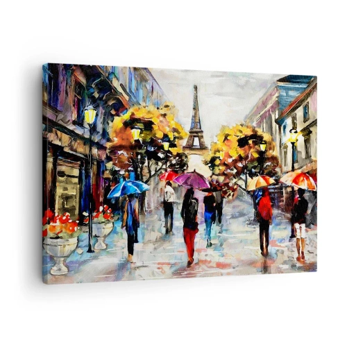 Lærredstryk - Billede på lærred - En efterårstur i Paris med udsigt til Eiffeltårnet - 70x50cm - Særligt smuk om efteråret - Moderne vægdekoration til stue og soveværelse ARTTOR