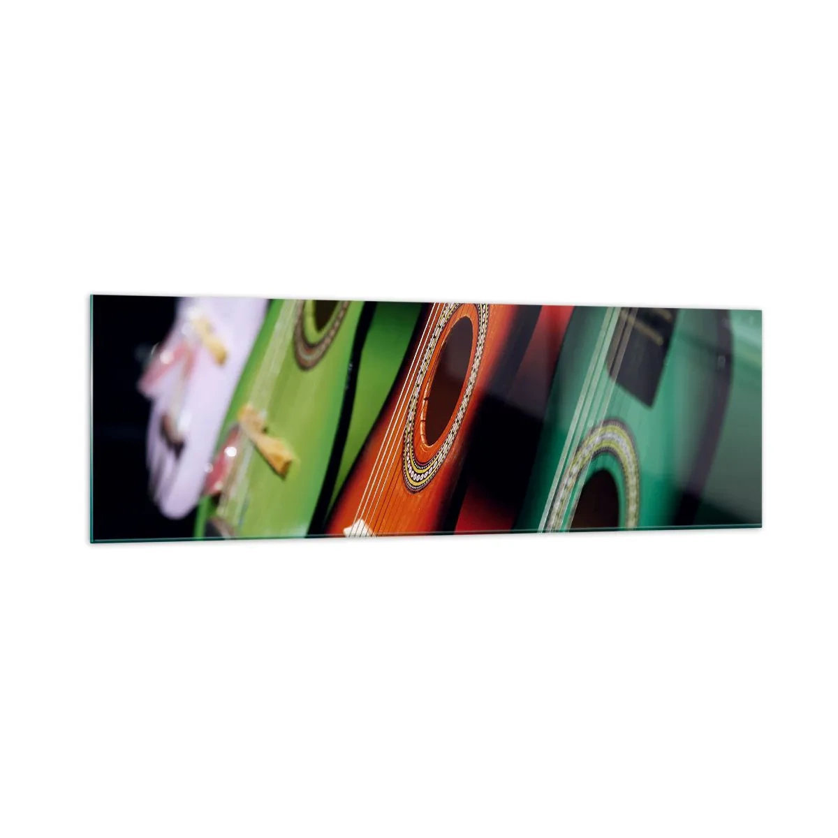 Billede på glas - Guitaren har mange farver - 160x50 cm