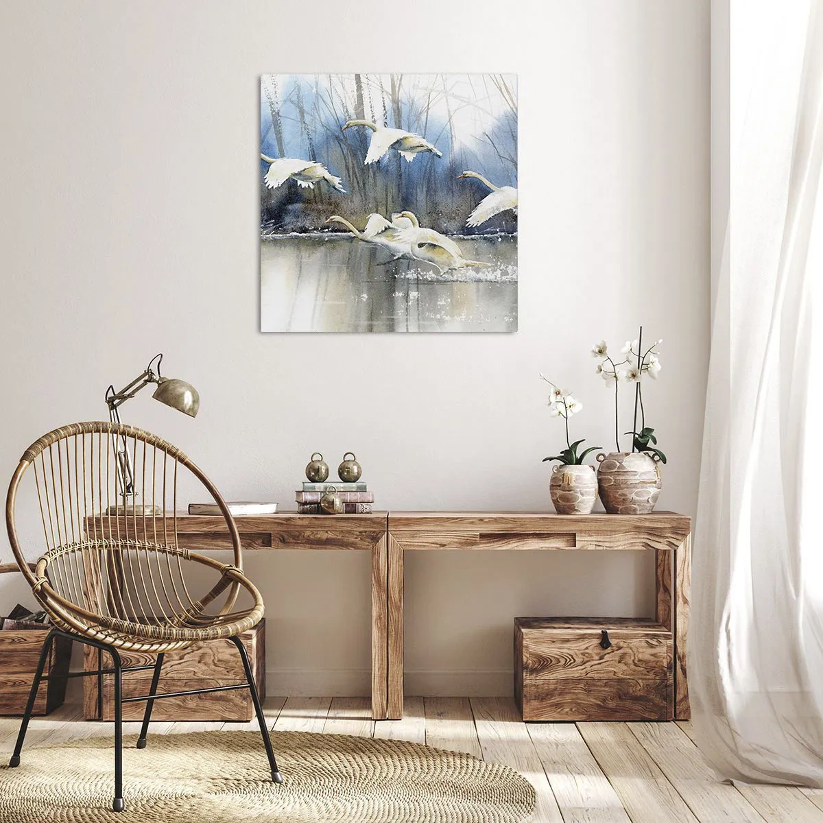 Lærredstryk - Billede på lærred - Som i en fortælling om vilde svaner - 30x30 cm