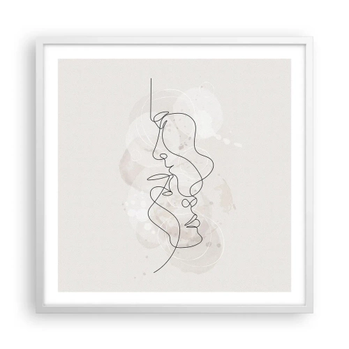 Plakat i hvid ramme - Omfavnet i en omfavnelse - 60x60 cm