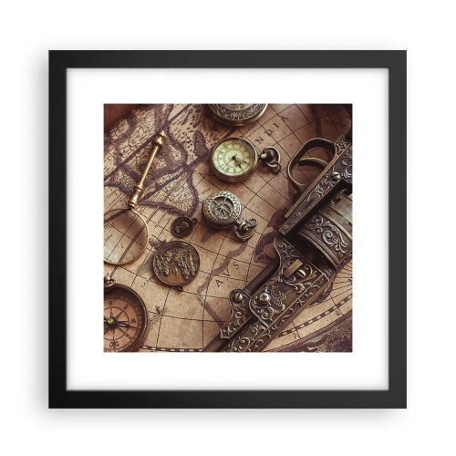 Plakat i sort ramme - Opkald til eventyr - 30x30 cm