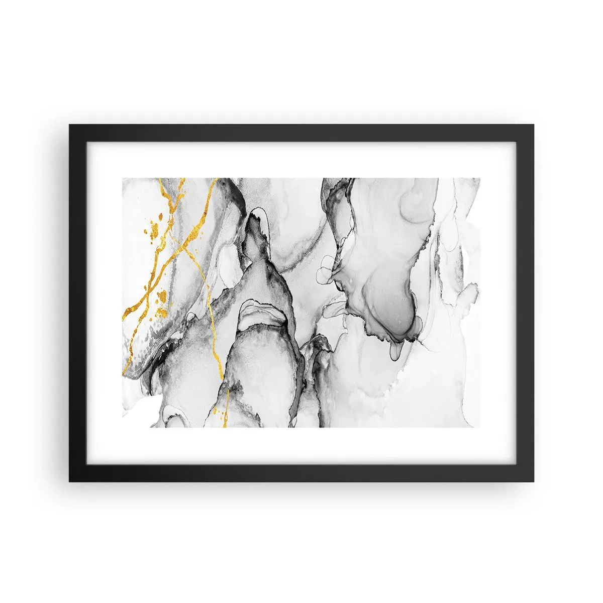 Plakat i sort ramme - Sammensætning med guldmotiv - 40x30 cm