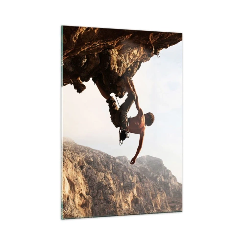 Billede på glas - Verden skrumpede ind i en håndfuld på en klippeskrænt - 50x70 cm