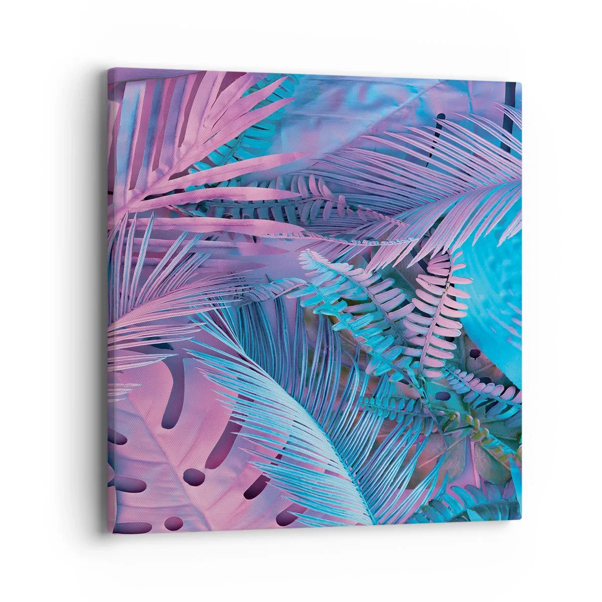 Lærredstryk - Billede på lærred - Troperne i lyserød og blå - 40x40 cm