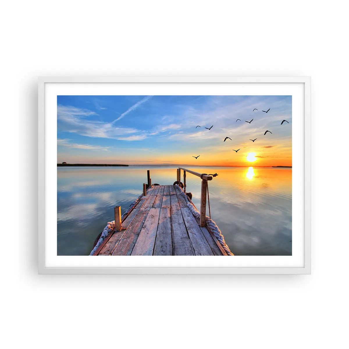 Plakat i hvid ramme - Går fremad mod solen - 70x50 cm