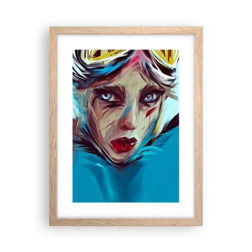 Plakat i ramme af lyst egetræ - Vejkriger - 30x40 cm