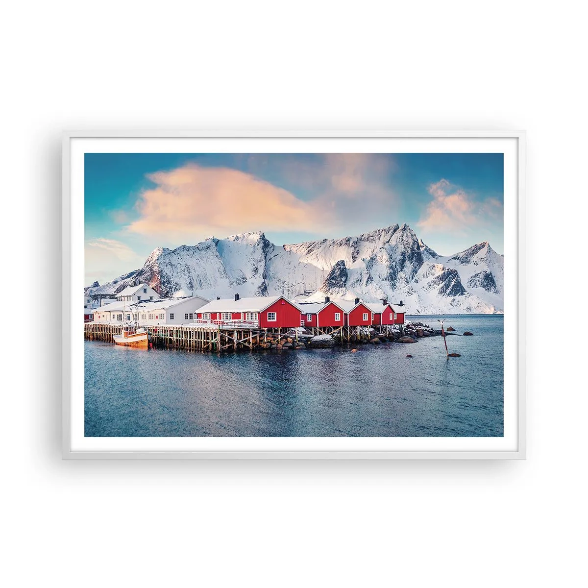 Plakat i hvid ramme - Nordlig tilbagetrækning - 100x70 cm