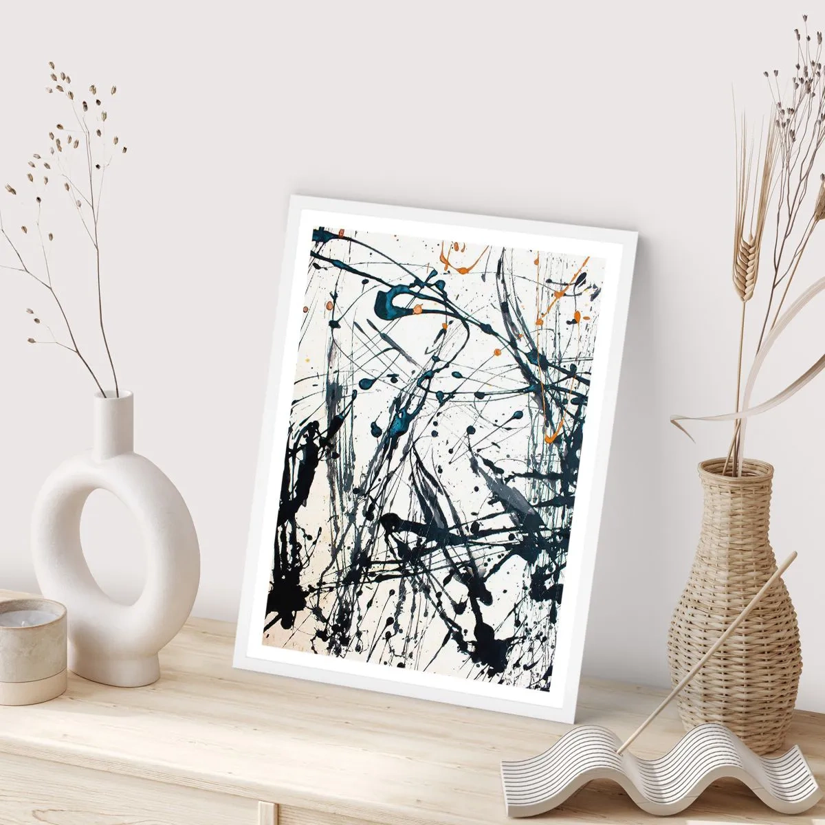 Plakat i hvid ramme - Ekspressionistisk abstraktion - 30x40 cm