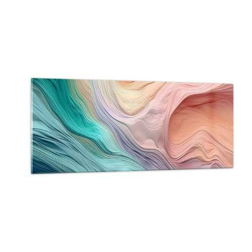 Billede på glas - Regnbuebølge - 100x40 cm