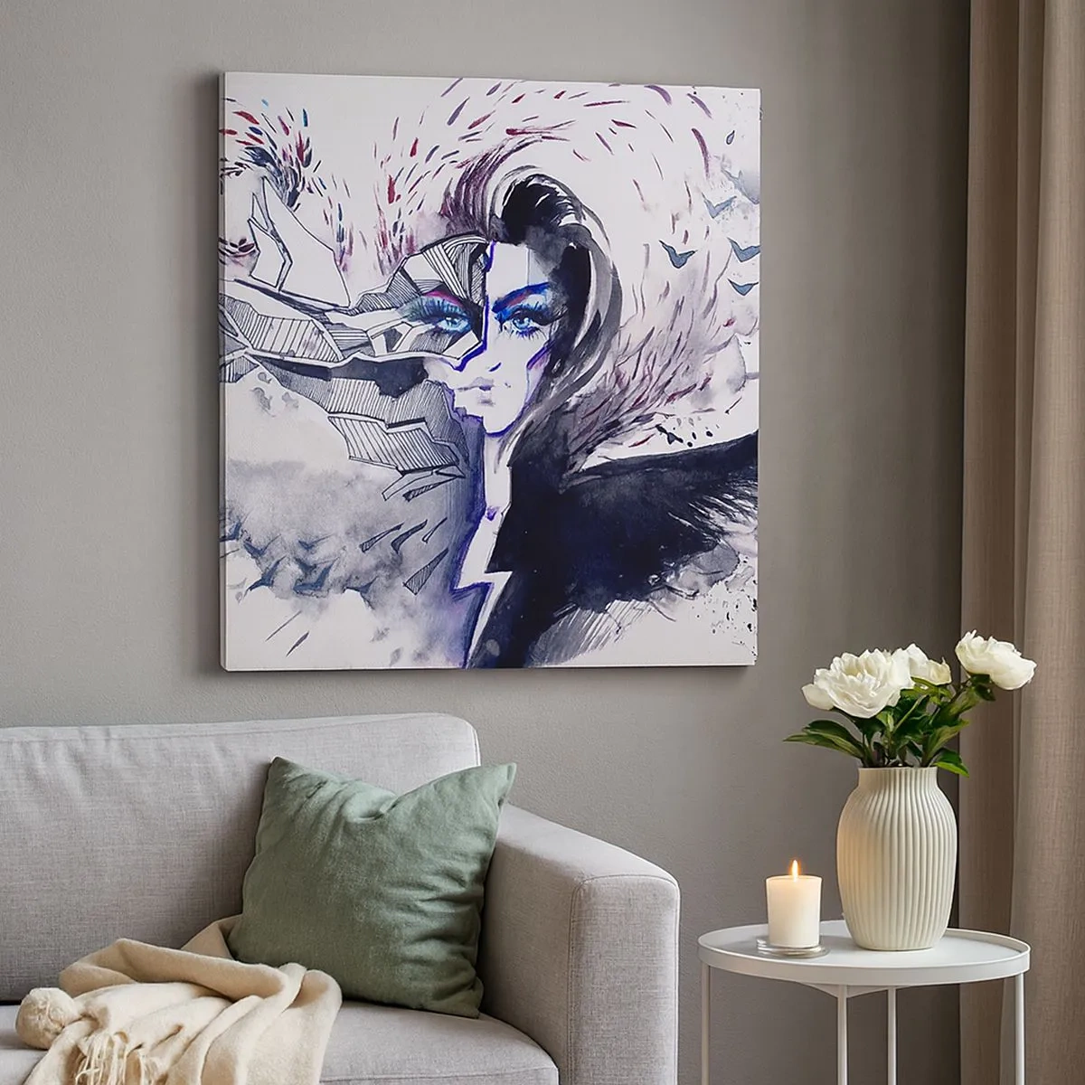 Lærredstryk - Billede på lærred - Dæmonisk og smuk - 30x30 cm